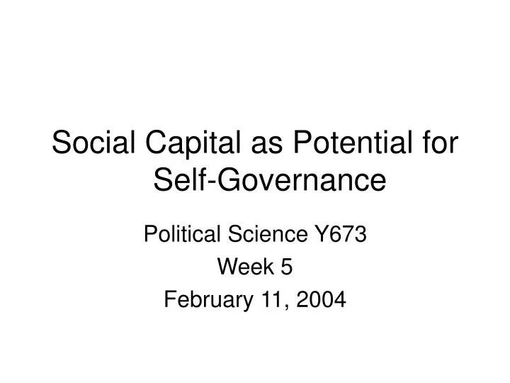 social capital as potential for self governance