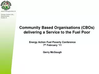 Community Based Organisations (CBOs) delivering a Service to the Fuel Poor