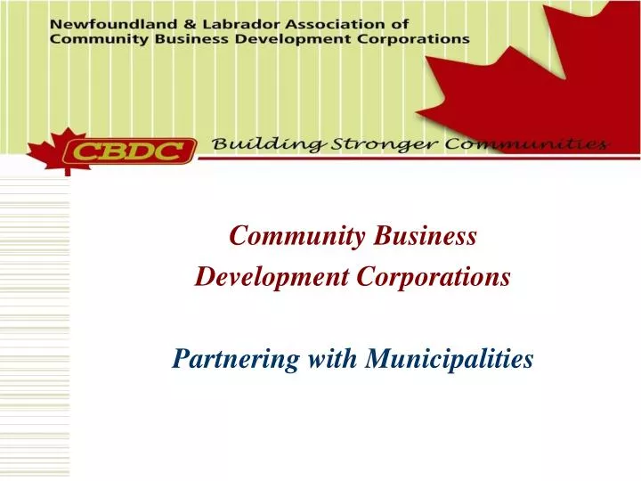 community business development corporations partnering with municipalities