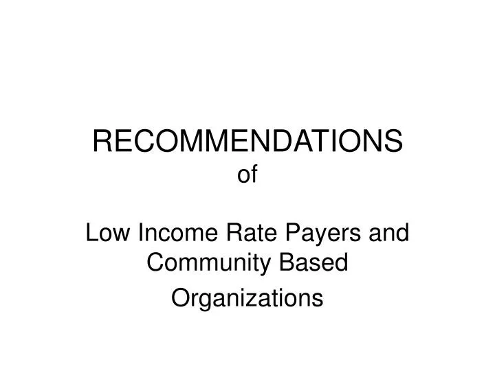 recommendations of