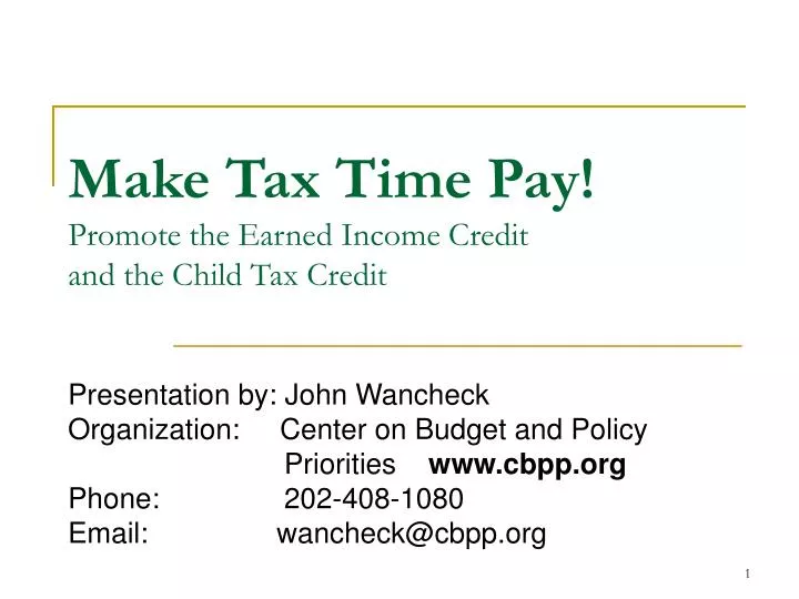 make tax time pay promote the earned income credit and the child tax credit