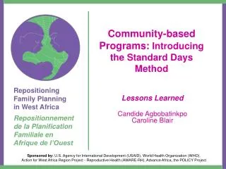 Community-based Programs: Introducing the Standard Days Method