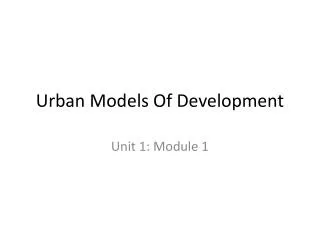 Urban Models Of Development