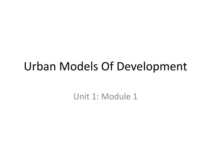 urban models of development