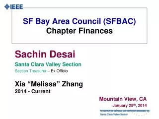 SF Bay Area Council (SFBAC) Chapter Finances