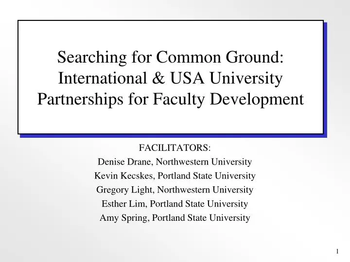 searching for common ground international usa university partnerships for faculty development