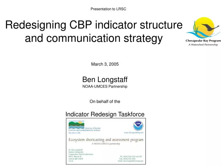 redesigning cbp indicator structure and communication strategy