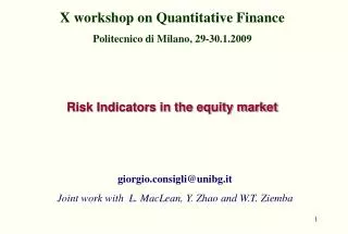 Risk Indicators in the equity market