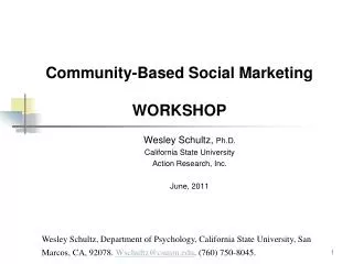 Community-Based Social Marketing WORKSHOP