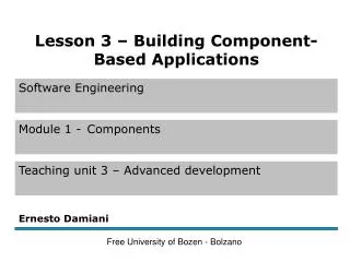 Typical Steps in Building a Component-Based Application (1)
