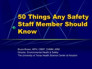 50 Things Any Safety Staff Member Should Know