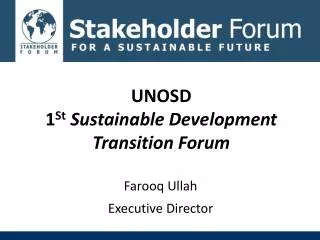 UNOSD 1 St Sustainable Development Transition Forum