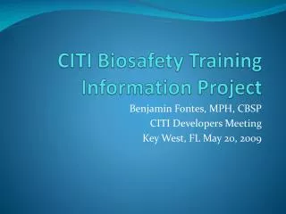 CITI Biosafety Training Information Project