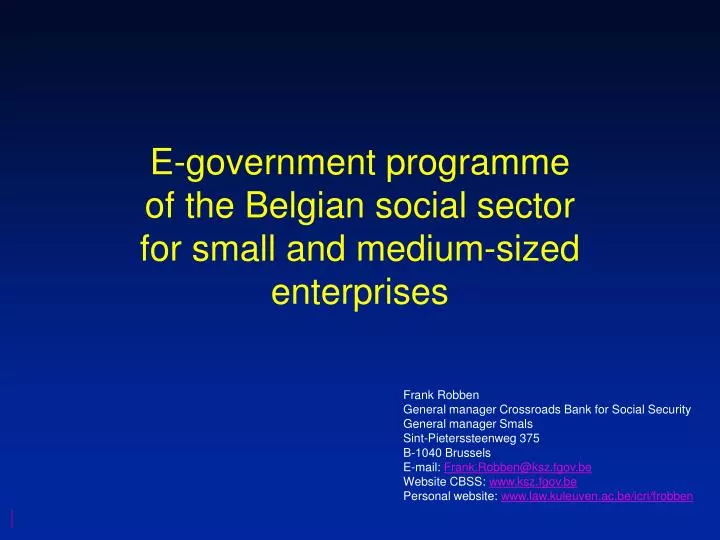 e government programme of the belgian social sector for small and medium sized enterprises