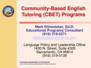 Community-Based English Tutoring (CBET) Programs