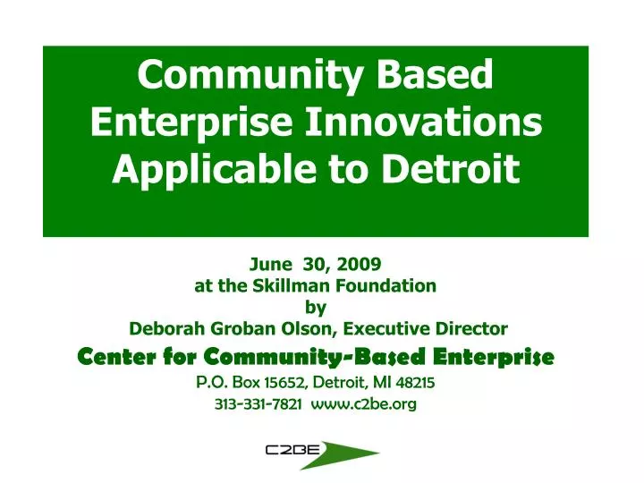 community based enterprise inc c2be