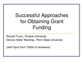 Successful Approaches for Obtaining Grant Funding
