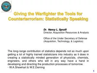Giving the Warfighter the Tools for Counterterrorism: Statistically Speaking
