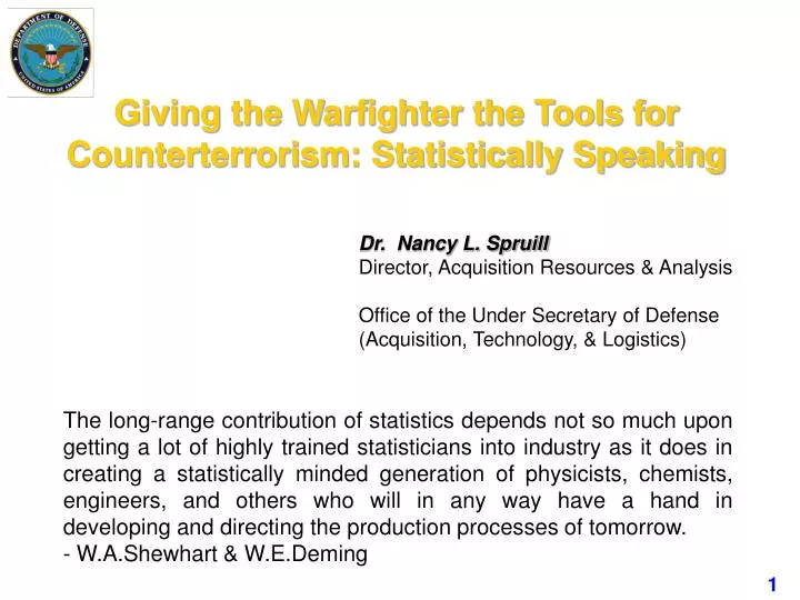 giving the warfighter the tools for counterterrorism statistically speaking