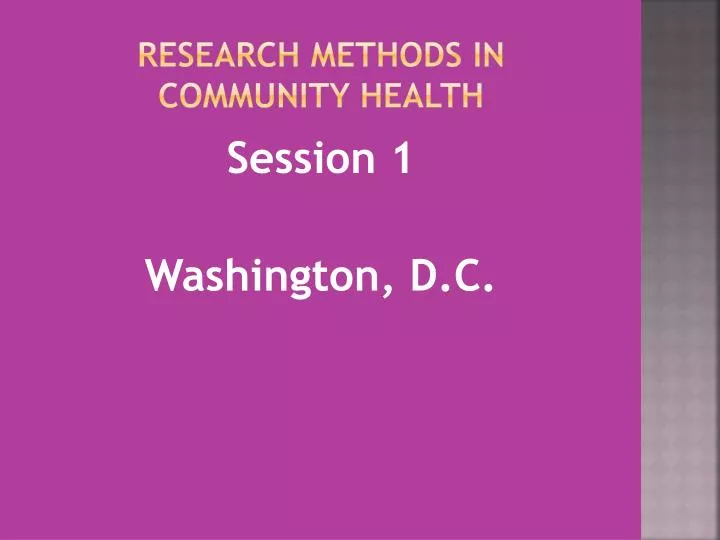 research methods in community health