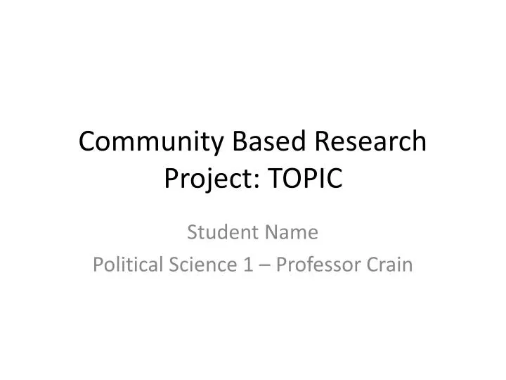 community based research project topic
