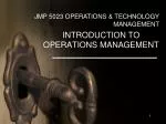 INTRODUCTION TO OPERATIONS MANAGEMENT