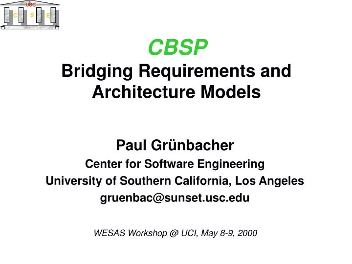 cbsp bridging requirements and architecture models