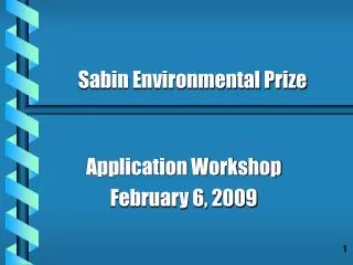 Application Workshop February 6, 2009
