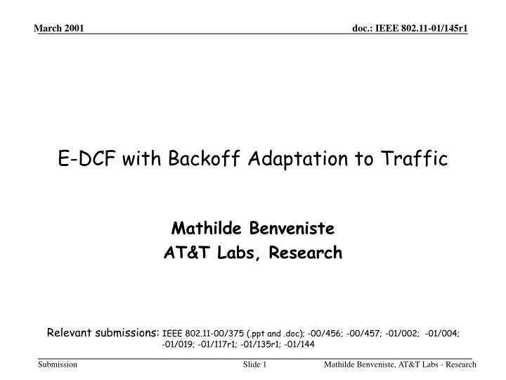 e dcf with backoff adaptation to traffic