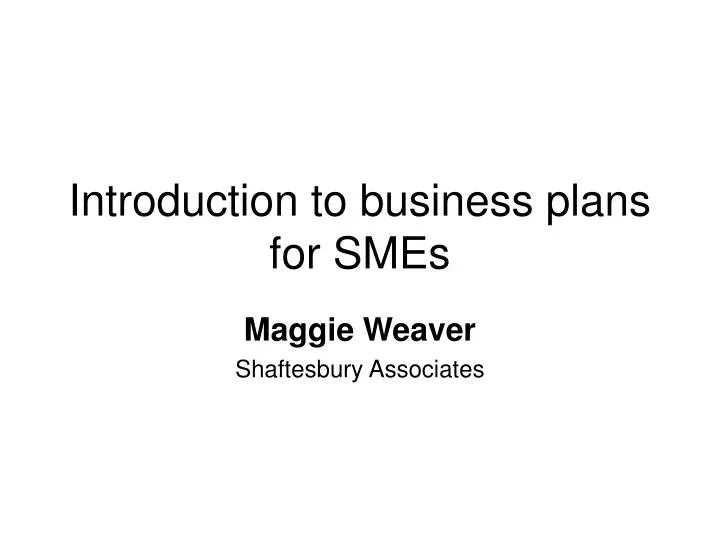 introduction to business plans for smes