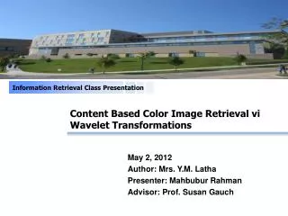 Content Based Color Image Retrieval vi Wavelet Transformations