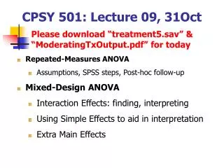 CPSY 501: Lecture 09, 31Oct