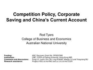 Competition Policy, Corporate Saving and China’s Current Account