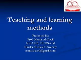 Teaching and learning methods