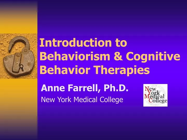 introduction to behaviorism cognitive behavior therapies