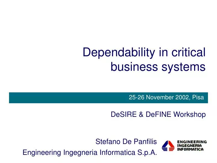 dependability in critical business systems