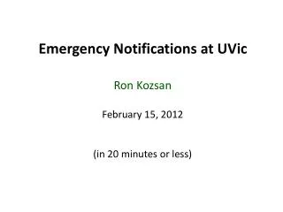 Emergency Notifications at UVic