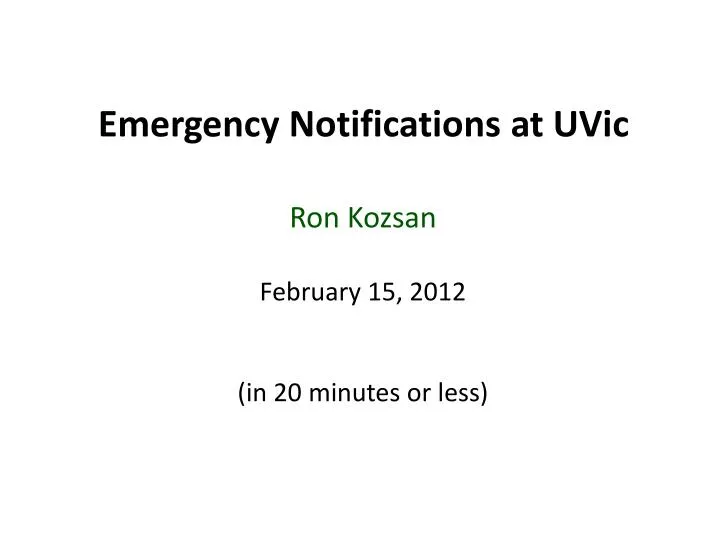 emergency notifications at uvic