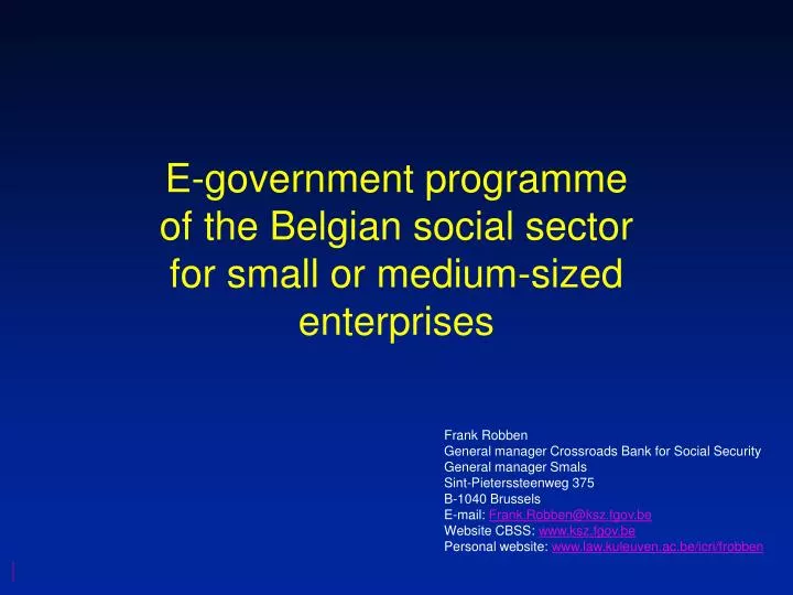 e government programme of the belgian social sector for small or medium sized enterprises