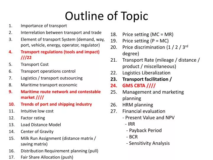 outline of topic