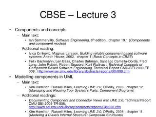 CBSE – Lecture 3