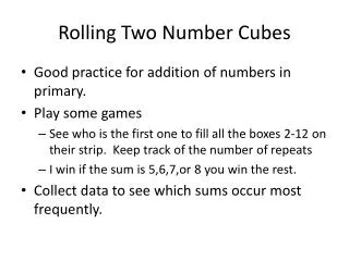 Rolling Two Number Cubes