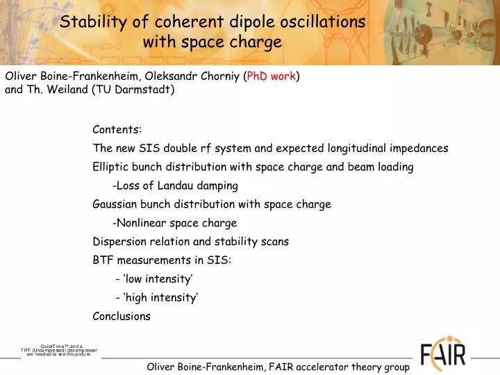 stability of coherent dipole oscillations with space charge