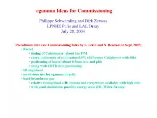 egamma Ideas for Commissioning