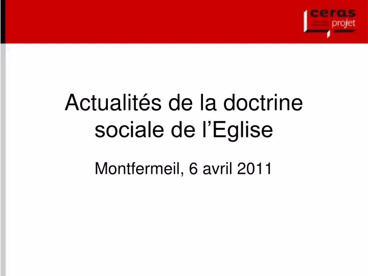 actualit s de la doctrine sociale de l eglise