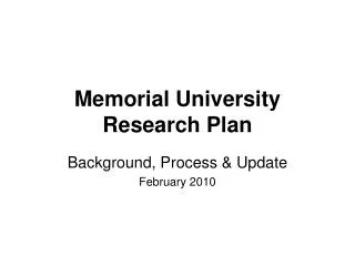 Memorial University Research Plan