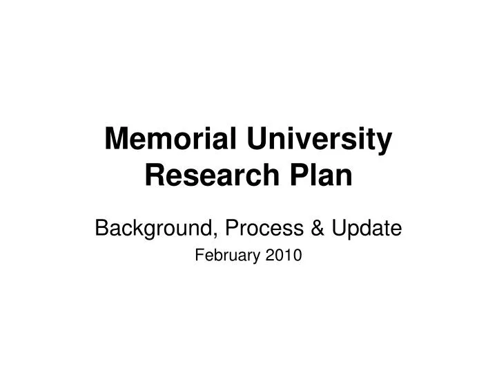 memorial university research plan