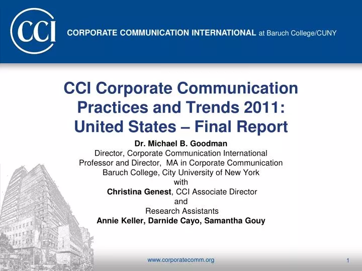cci corporate communication practices and trends 2011 united states final report