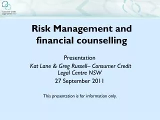 Risk Management and financial counselling