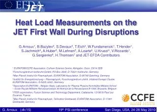 Heat Load Measurements on the JET First Wall During Disruptions